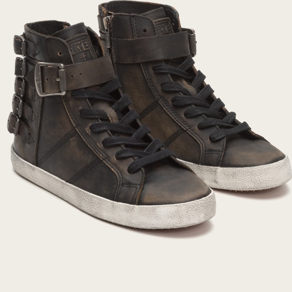 frye leather high top sneakers